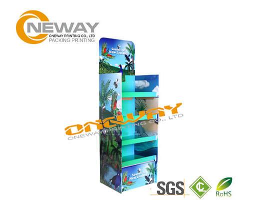 Retail Supermarket Cardboard Floor Display Racks Multi Layer Adjustable Height