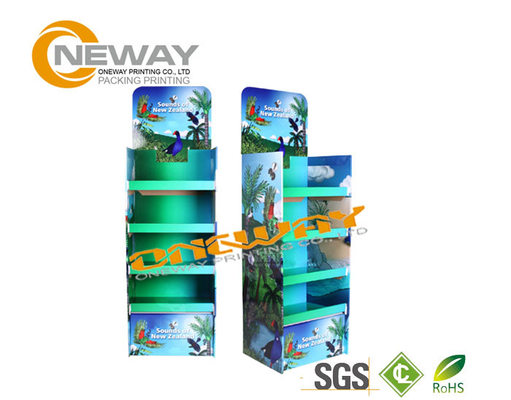 Retail Supermarket Cardboard Floor Display Racks Multi Layer Adjustable Height