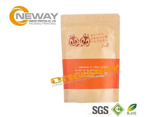 French Bread Packaging Kraft Paper Bags With Window SGS Certificate