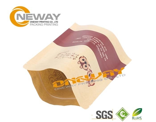 French Bread Packaging Kraft Paper Bags With Window SGS Certificate
