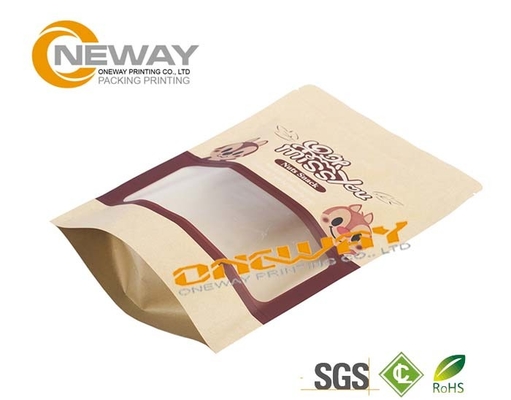 French Bread Packaging Kraft Paper Bags With Window SGS Certificate