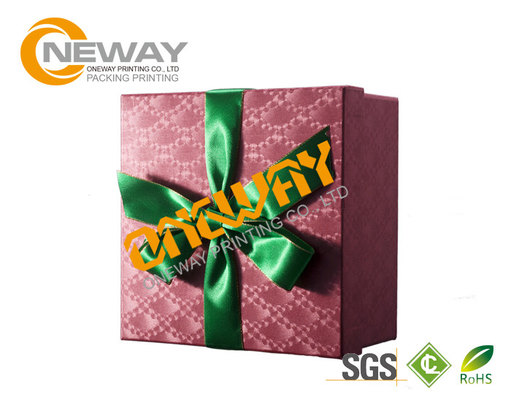 High End Pink Foldable Custom Presentation Boxes ,Magnetic Closure Gift Box Ribbon Flap