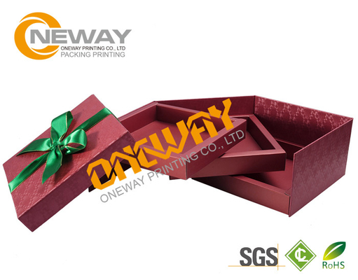 High End Pink Foldable Custom Presentation Boxes ,Magnetic Closure Gift Box Ribbon Flap