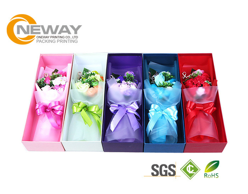 Luxury Rose Packaging Cardboard Flower Paper Box / Custom Gift Flower Boxes