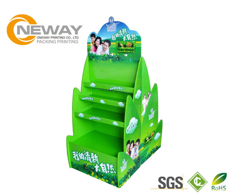 Corrugated Red Glossy Cardboard Pop Displays / Lightweight Folding Display Stands