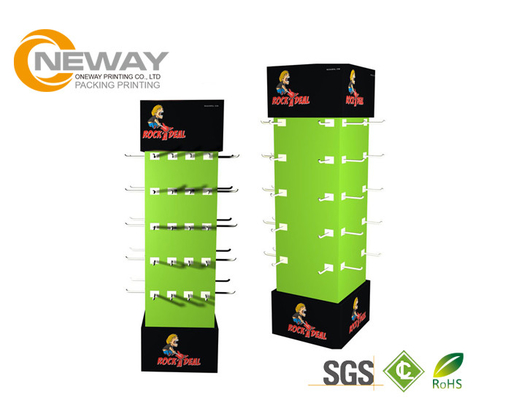 Corrugated Red Glossy Cardboard Pop Displays / Lightweight Folding Display Stands