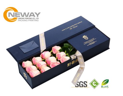 Classical Flower Paper Box For Valentine ' S Day Gift / Square Flower Packaging Box