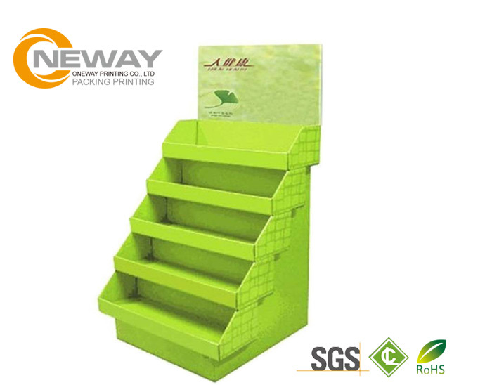 Corrugated Red Glossy Cardboard Pop Displays / Lightweight Folding Display Stands